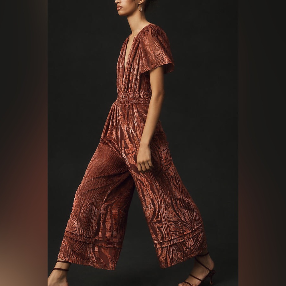 Anthropologie The Somerset Jumpsuit Velvet Burnout Edition - Picture 3 of 4